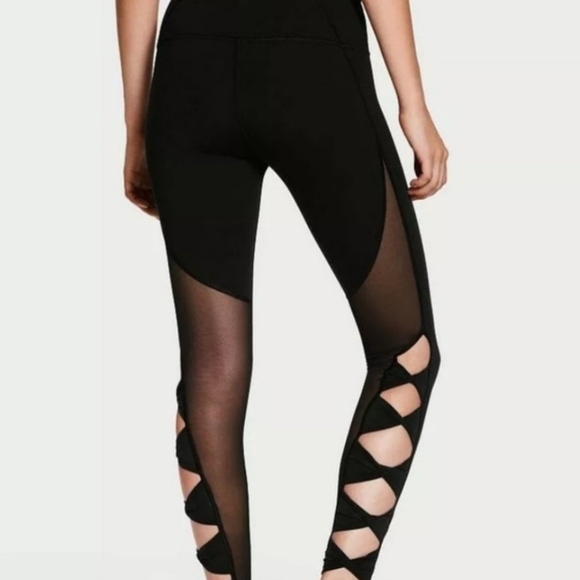 *SOLD*Victoria Secret Victoria Sport Cutout Leggings Black Small - Picture 2 of 6